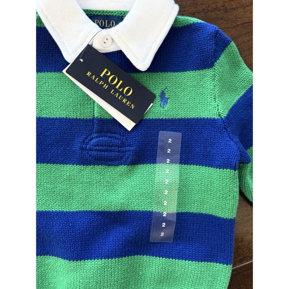 Polo Ralph Lauren Striped Cotton Rugby Sweater Boys Size 2 NWT $145 - Picture 4 of 7